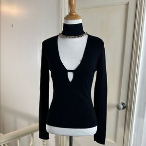 ZARA • Knit Deep V-Neck Sweater with Chain